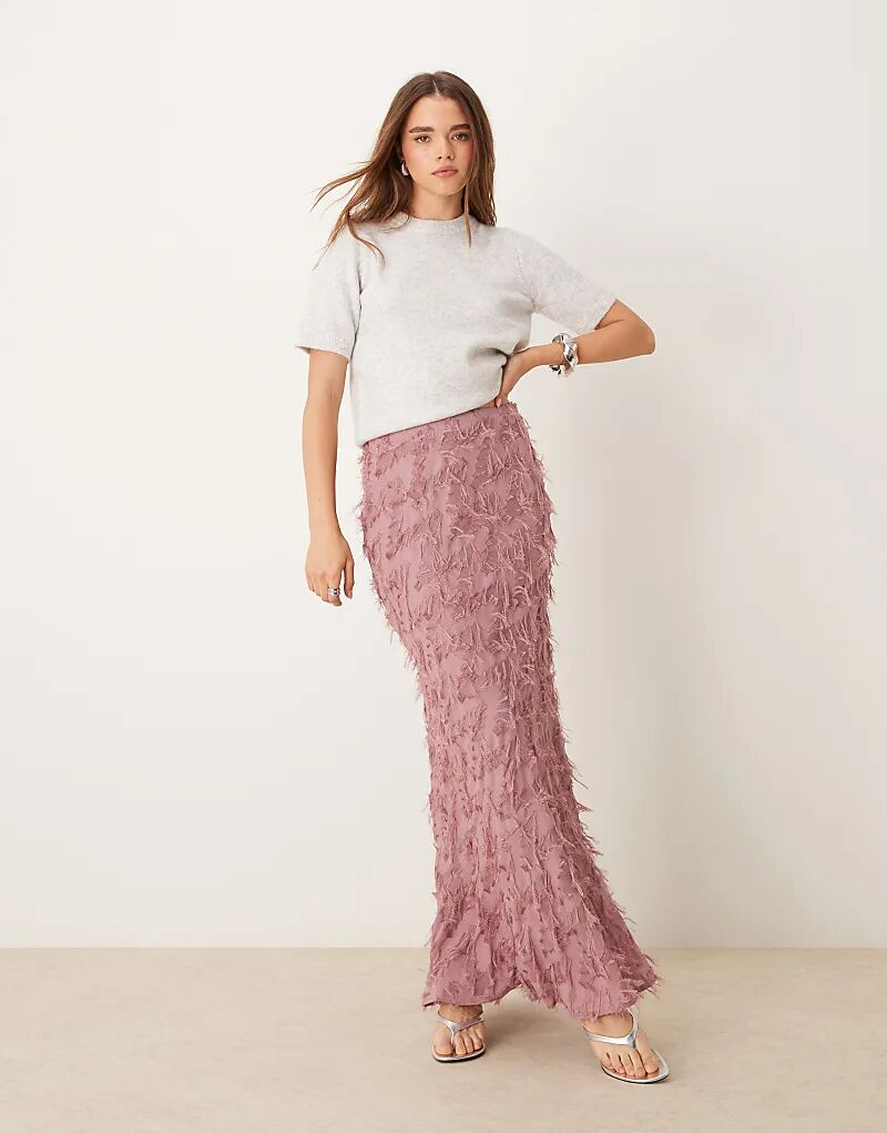 

Фактурная косая юбка макси розового цвета ASOS DESIGN