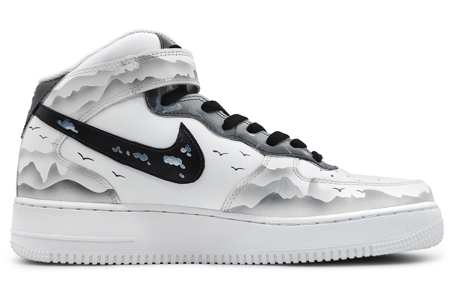 

Кроссовки Nike Air Force 1 Skateboard Shoes Men Mid-Top Black White Gray