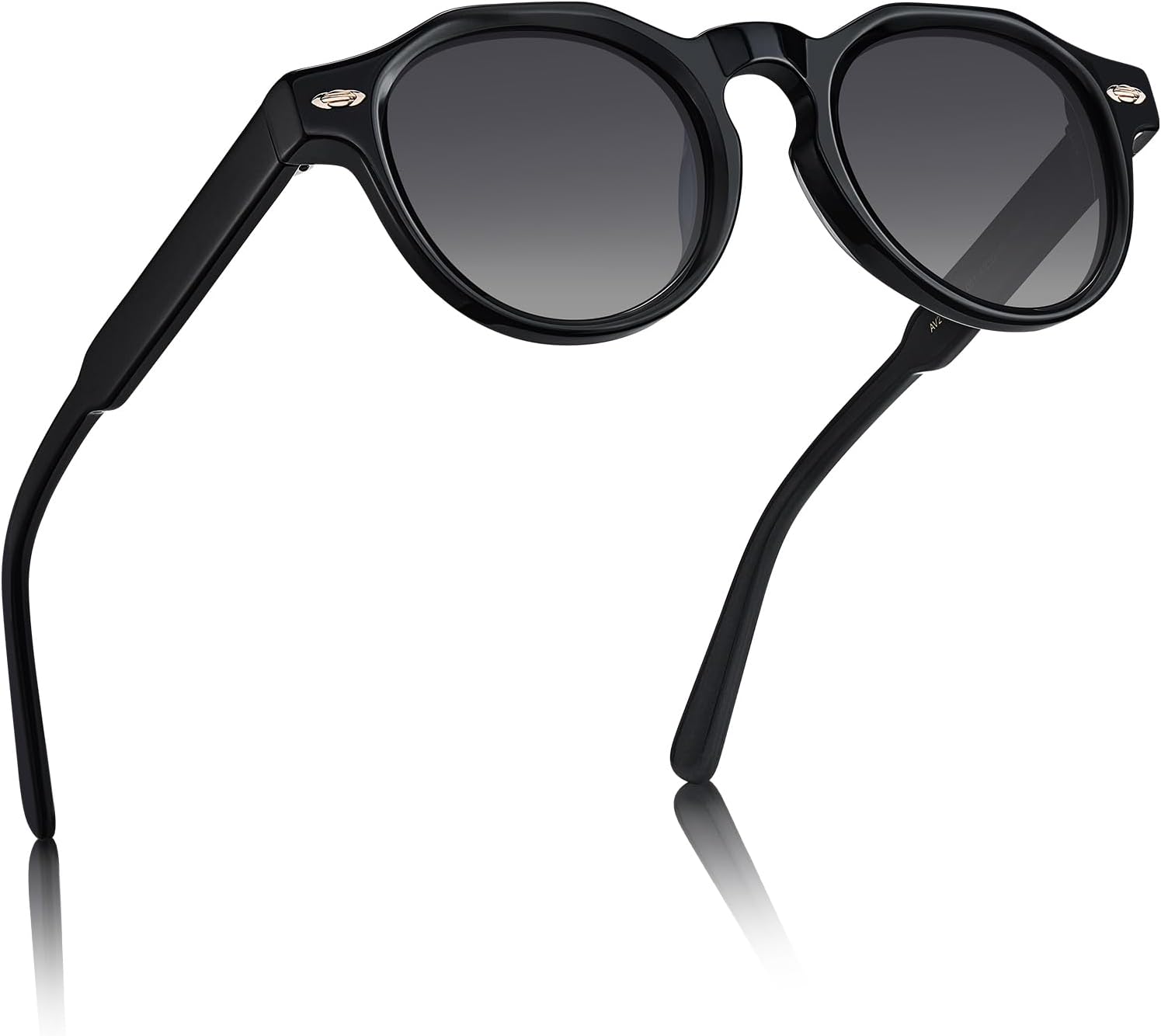 

Поляризованные мужские солнцезащитные очки AVAWAY круглой формы, итальянский ацетат, защита от УФ-излучения, ретро, ​​маленькие солнцезащитные очки, модные солнцезащитные очки AV2136, C01: Black / Gradient Grey Lens