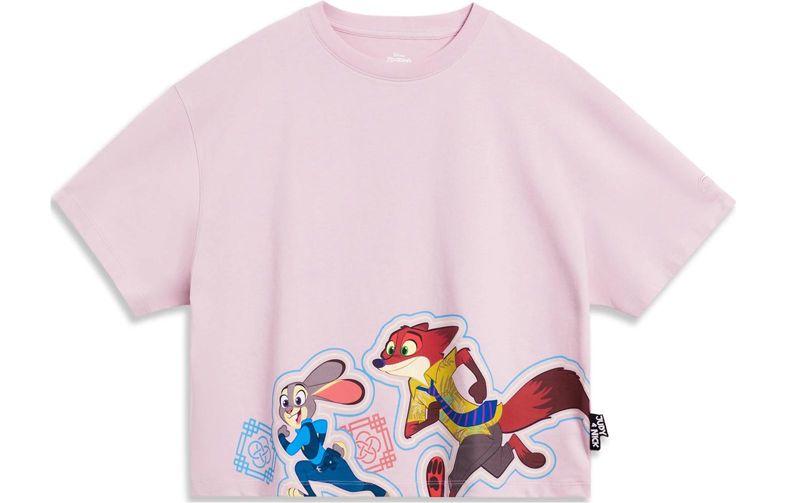 

Футболка с рукавом дроп-широкого кроя LiNing x Disney женская мягкого песочного розового цвета