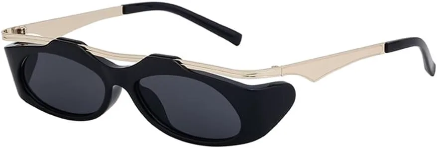 

Винтажные солнцезащитные очки 2027 года в маленькой овальной оправе для женщин, металлические солнцезащитные очки в стиле панк, защита от ультрафиолета UV400 MTZJH, 1