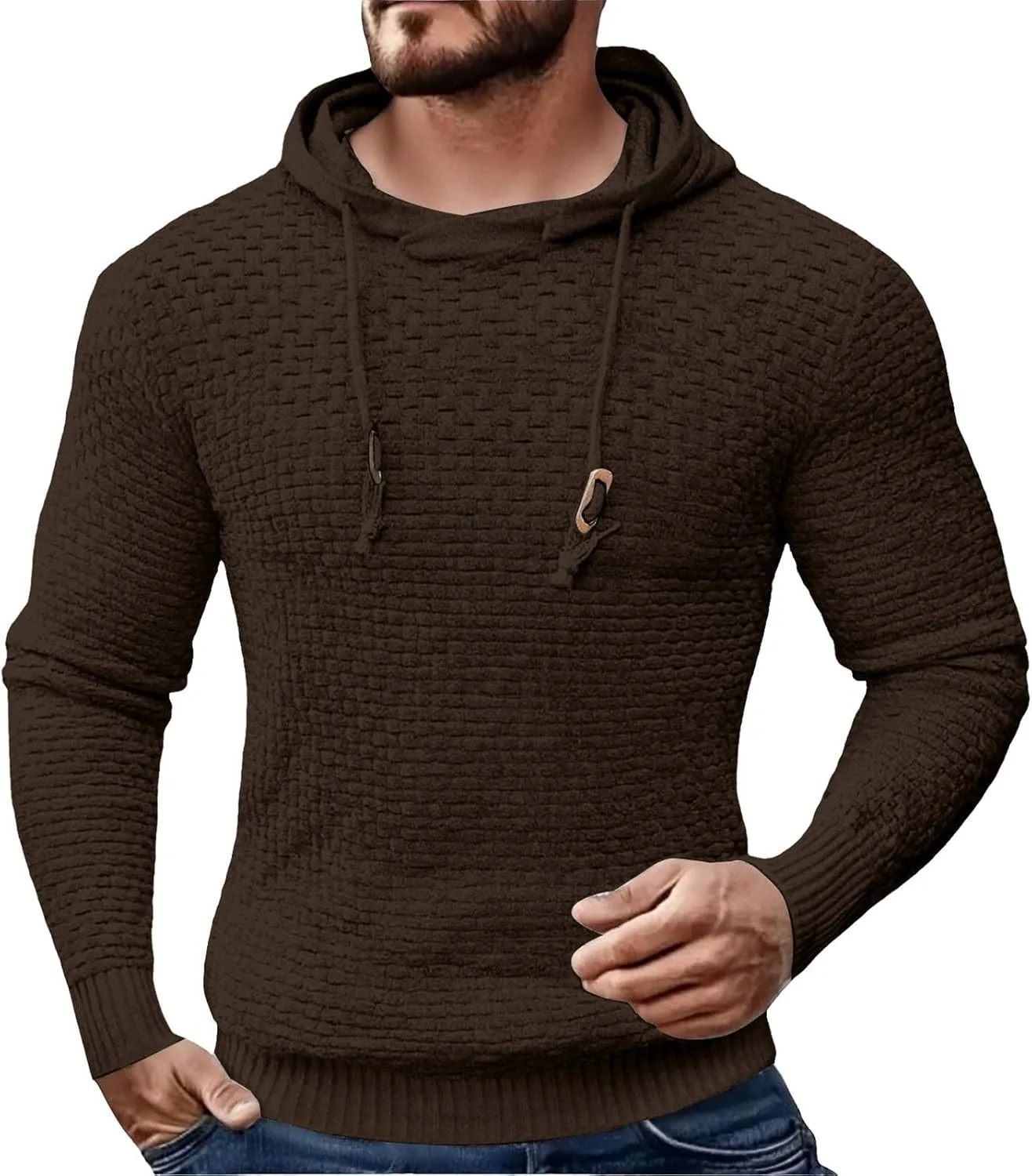 

Мужская толстовка с капюшоном waffle knit, plus size