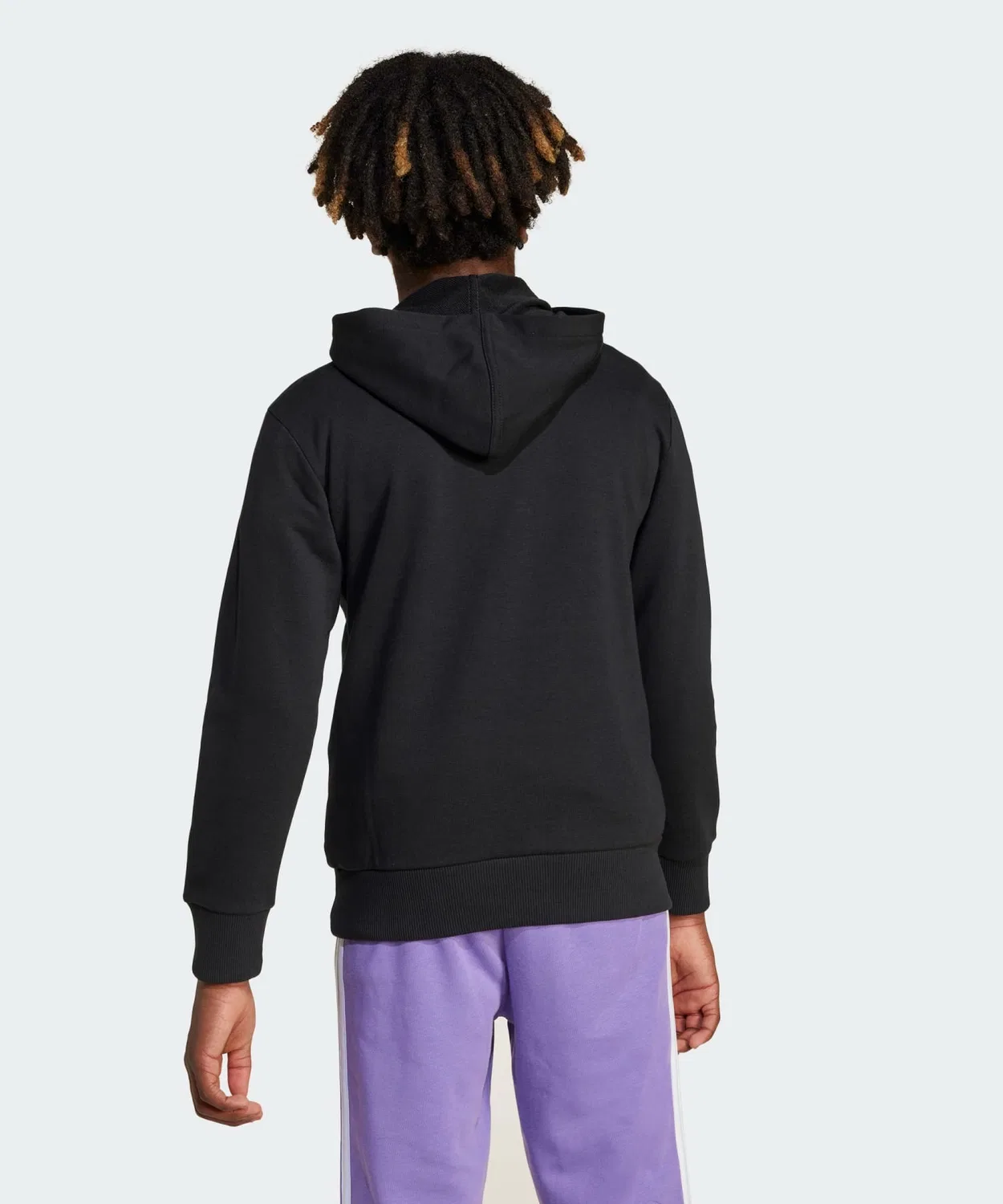 Парка детская Adidas Essentials с капюшоном, чёрный с белым — фото 4
