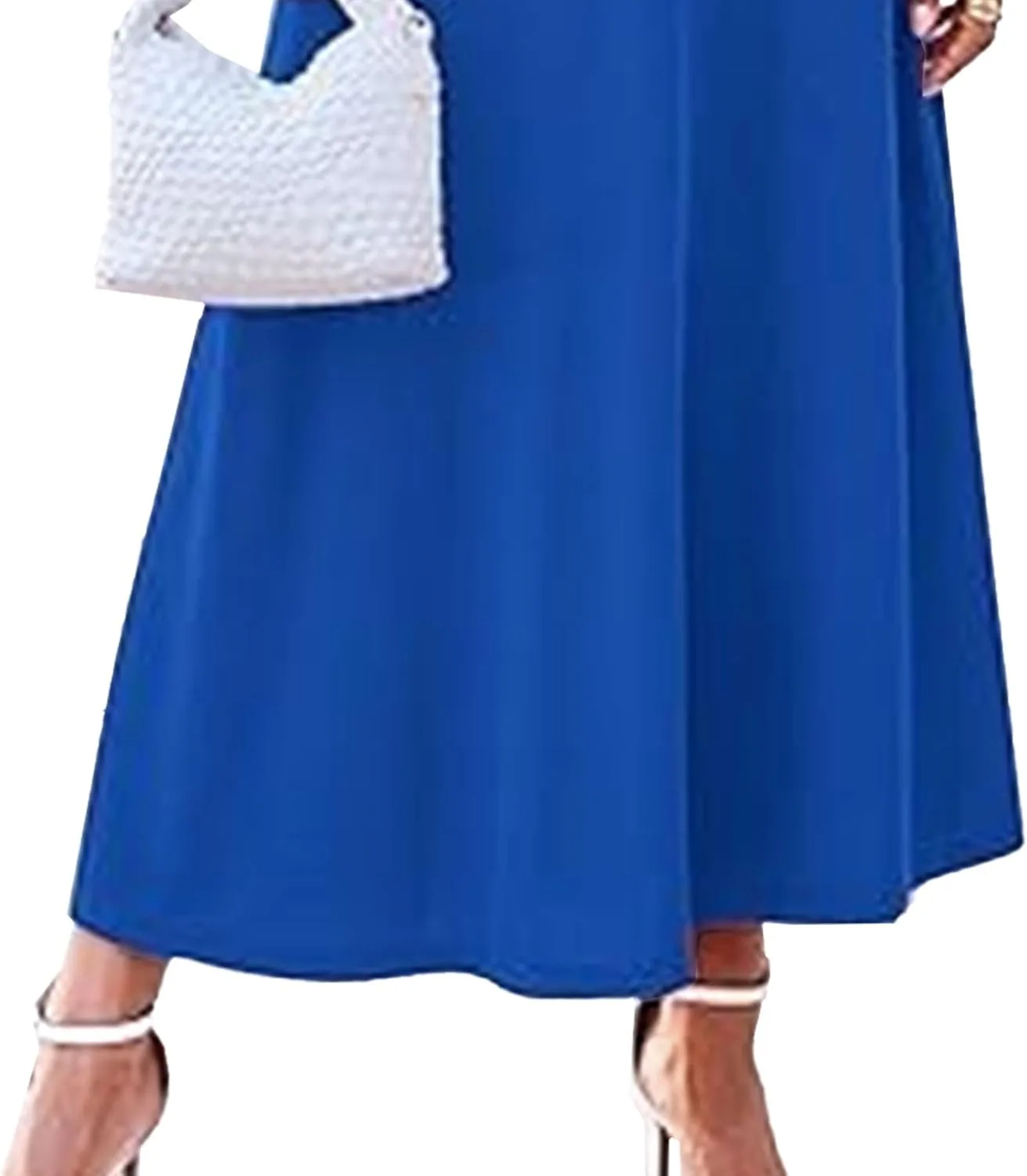 Весеннее платье для женщин 2025 Casual Flowy Crewneck без рукавов длинное макси платье плиссированное Stretch Aline Tank Generic, синий — фото 3