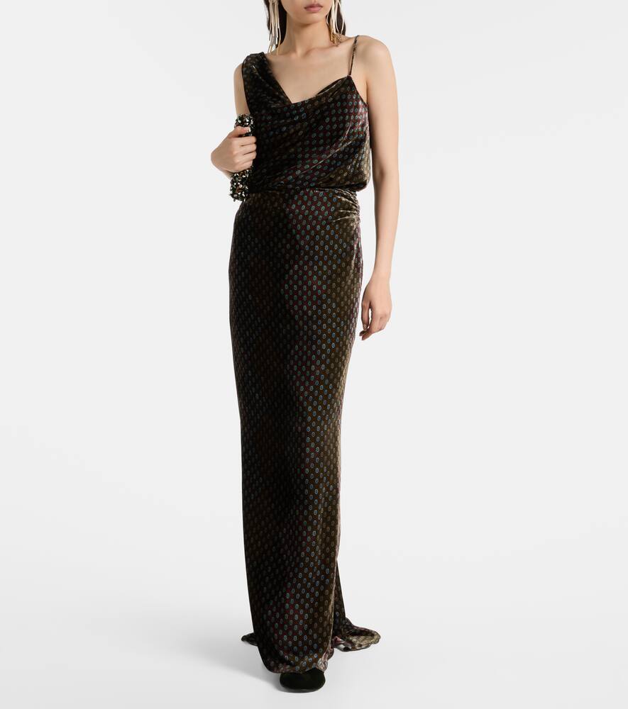 Печатная сатиновая макси-юбка Dries Van Noten, Khaki — фото 2