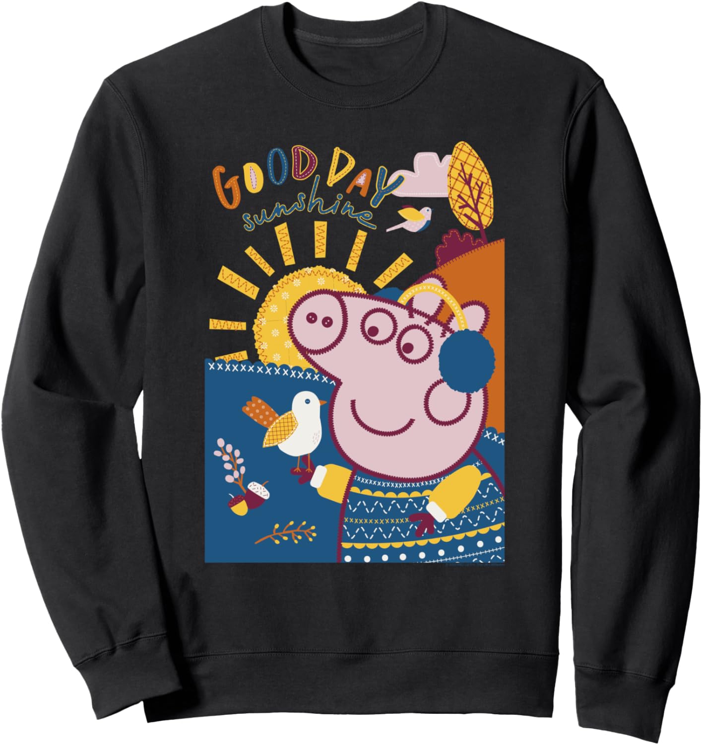 

Толстовка с вышитым изображением природы и надписью «Свинка Пеппа: Добрый день, солнышко» Peppa Pig, черный