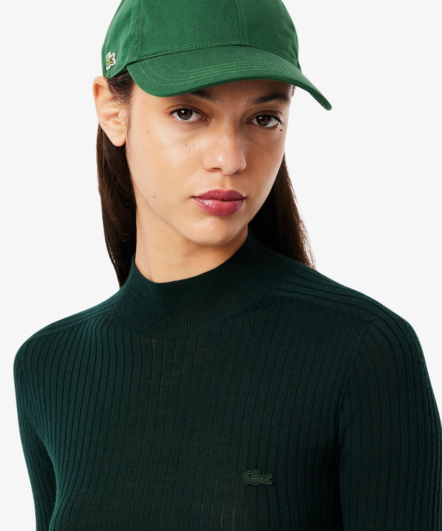 Свитер LACOSTE из мериносовой шерсти, 3D-вязание, Dark Green
