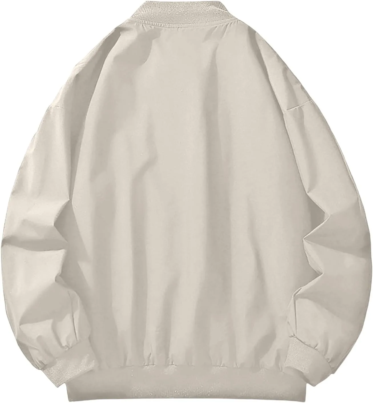 Мужская куртка в стиле Харадзюку, свободная повседневная куртка-бомбер оверсайз, однотонная, средней плотности, унисекс, уличная ветровка Generic, хаки — фото 4