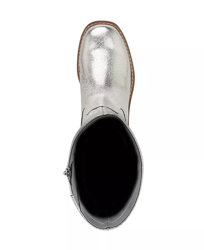 Женские ботинки Broklyn на высоком каблуке из кожи Nine West, серебро — фото 4