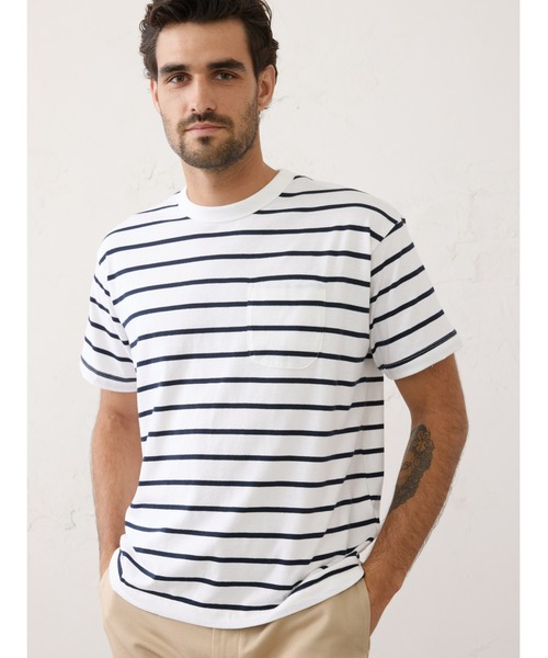 

Футболка в полоску, бокси-кроя BANANA REPUBLIC FACTORY STORE, белый