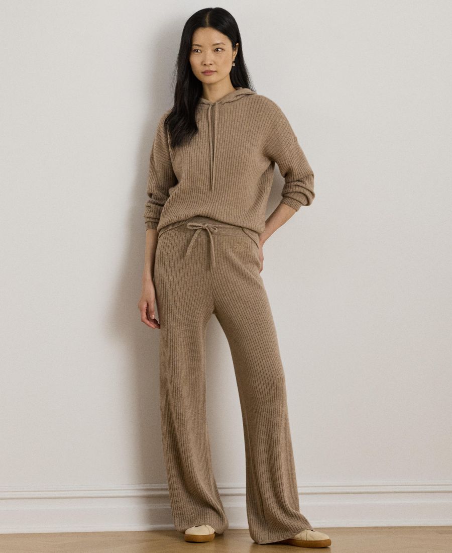 

Женские брюки-чеча из 100% кашемира, трикотажная резинка, широкая длина Lauren Ralph Lauren, Adirondack Heather