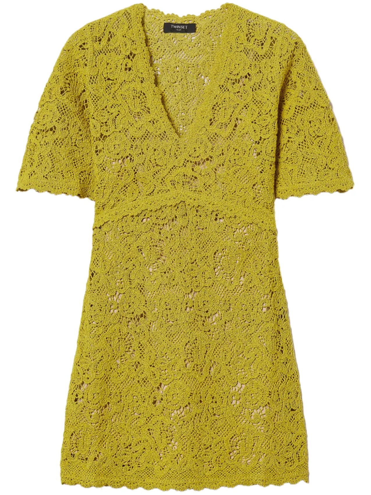 

TWINSET платье мини в технике кроше, желтый