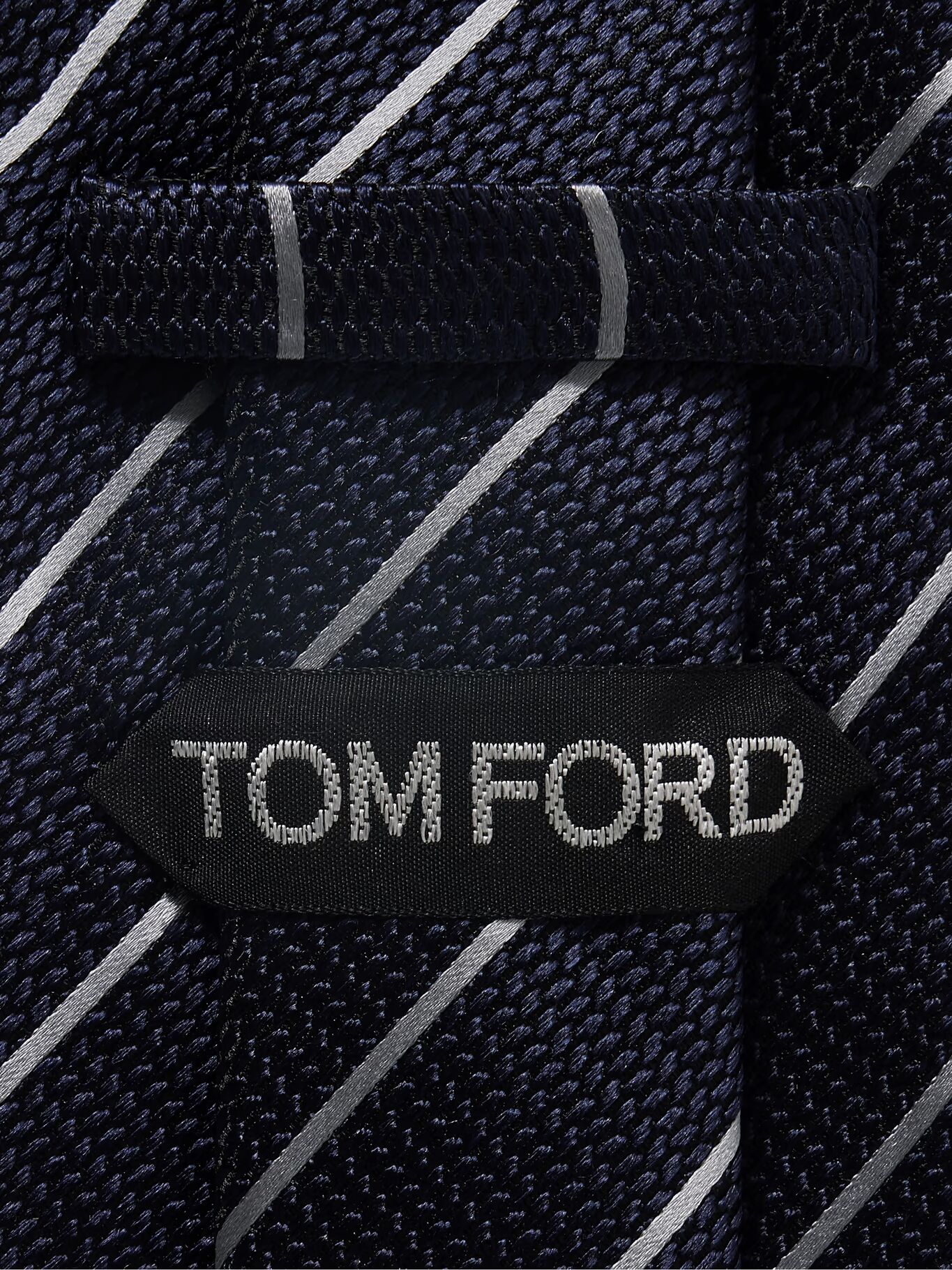 

Галстук из полосатого шелка и жаккарда шириной 8 см TOM FORD, темно-синий