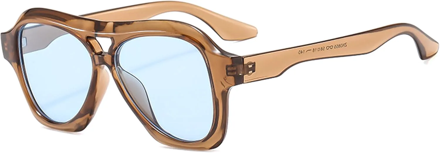 

bullabulling Модные солнцезащитные очки-пилот большого размера для женщин, ретро, ​​сине-зеленые оттенки, мужские, трендовые панк-солнцезащитные очки UV400, Blue