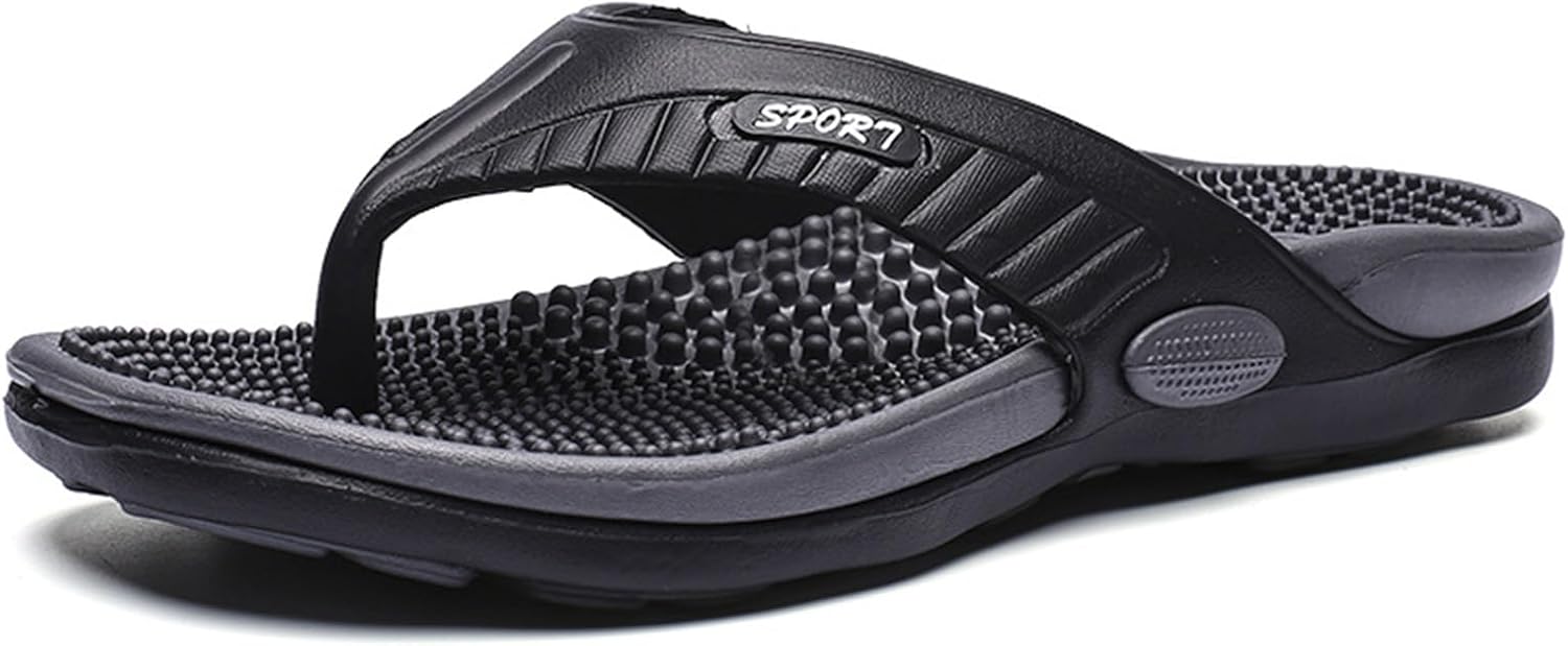 

Массажные тапочки Wang Damai с акупрессурой для пяточной шпоры, артрита и невропатии, облегчение боли, нескользящие массажные сандалии, вьетнамки с поддержкой свода для женщин и мужчин, черный