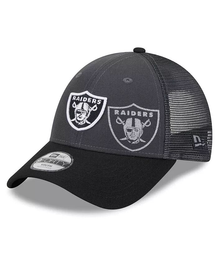 

Регулируемая шапка Las Vegas Raiders Reflect 9FORTY для маленьких мальчиков и девочек графитового, черного цвета New Era