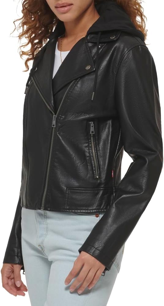 Женская классическая куртка-косуха Levi's из искусственной кожи, черный — фото 2
