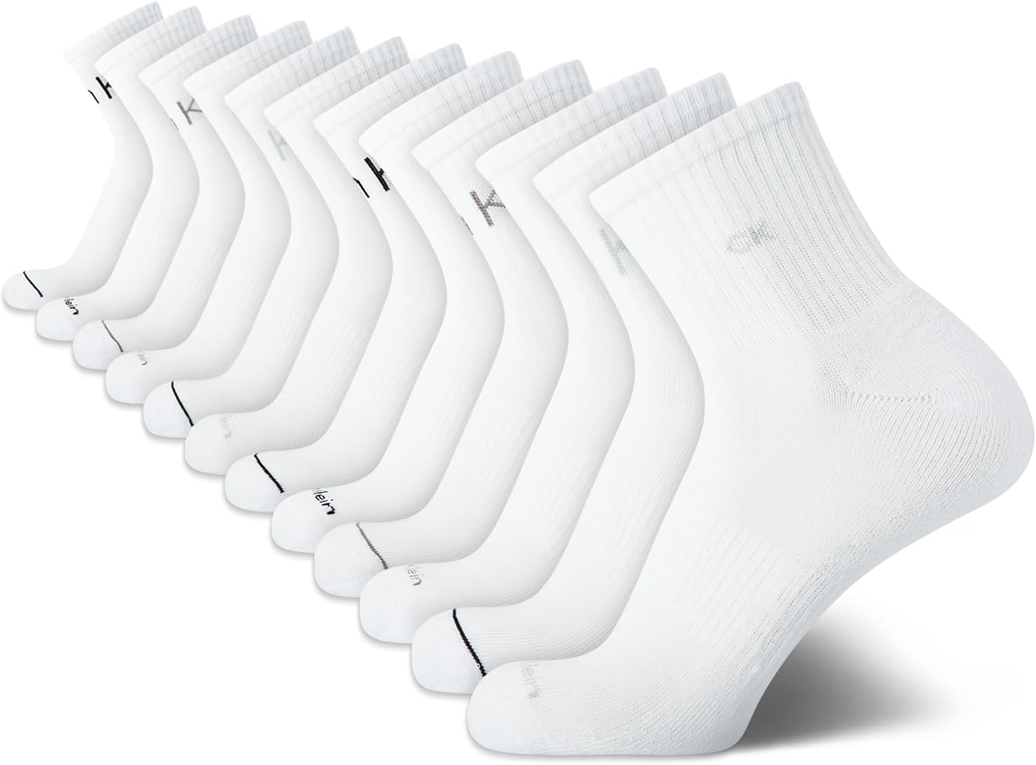 

Мужские носки Calvin Klein Quarter Socks - 12 пар мягких спортивных носков до щиколотки с мягкой подкладкой для мужчин, White Logo