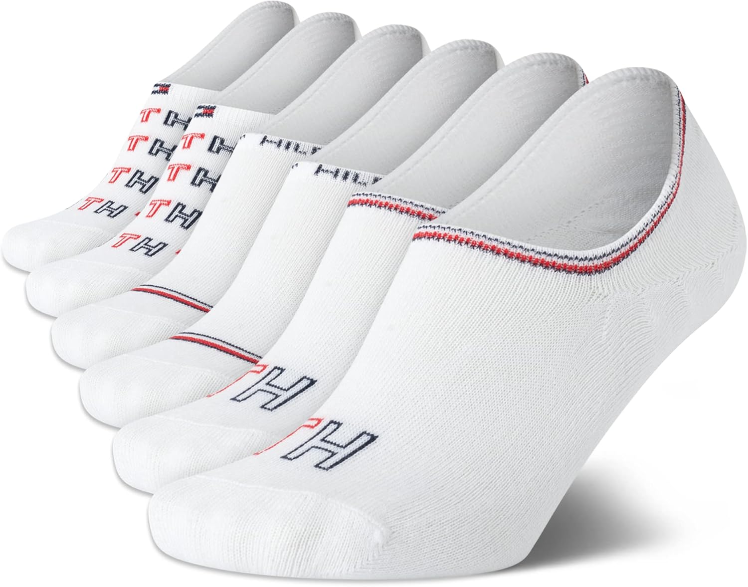 

Женские носки-невидимки Tommy Hilfiger - 6 пар носков из хлопковой смеси для женщин - ультракороткие вкладыши для лоферов и кроссовок, White Logo