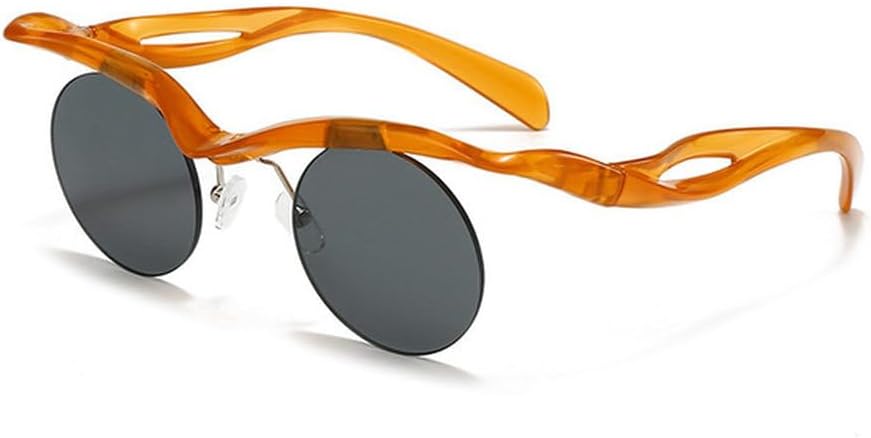 

Солнцезащитные очки без оправы с вырезом под брови, персонализированные, в маленькой оправе, с круглым зеркальным солнцезащитным козырьком и ажурной вставкой, защита от УФ-излучения UV400, SUN2888 Generic, Tea Black