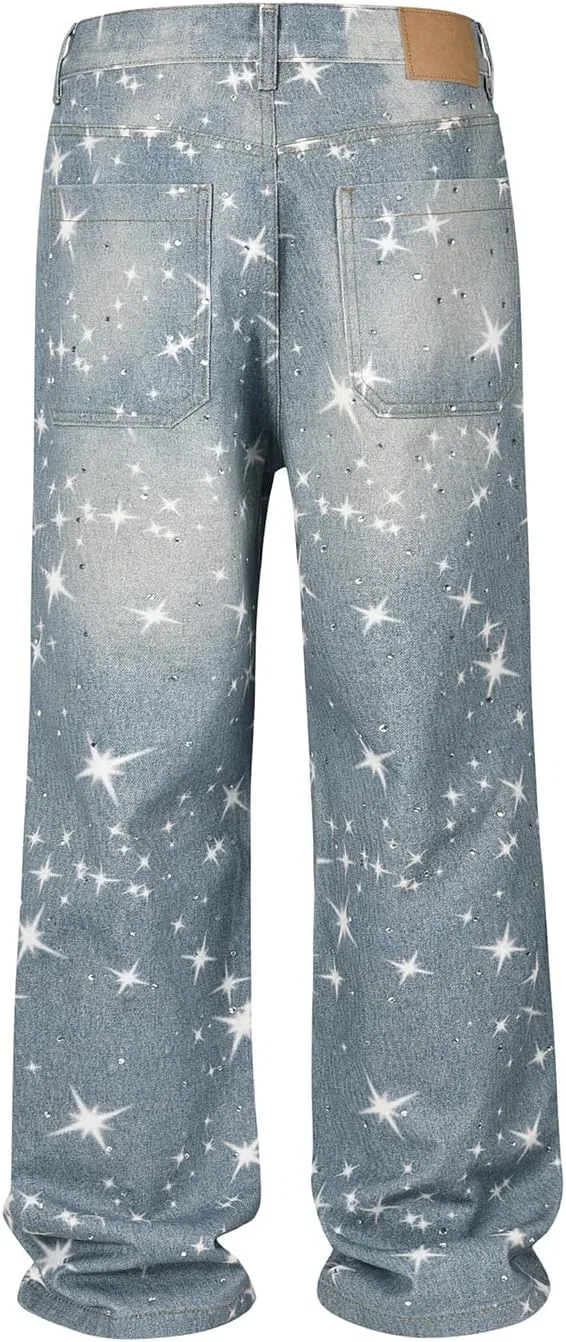 Джинсы с пайетками Rhinestone Jeans, синие — фото 3