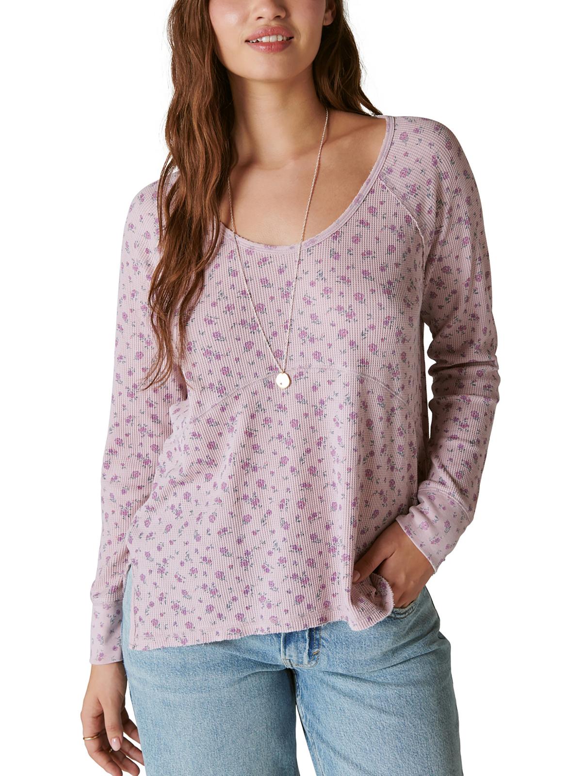

Женский цветочный термальный топ с круглым вырезом Lucky Brand, розовый