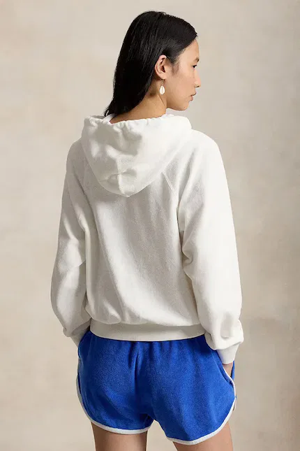 Худи женское усадка Shrunken Fit Polo Bear Terry Hoodie Polo Ralph Lauren, белый — фото 2