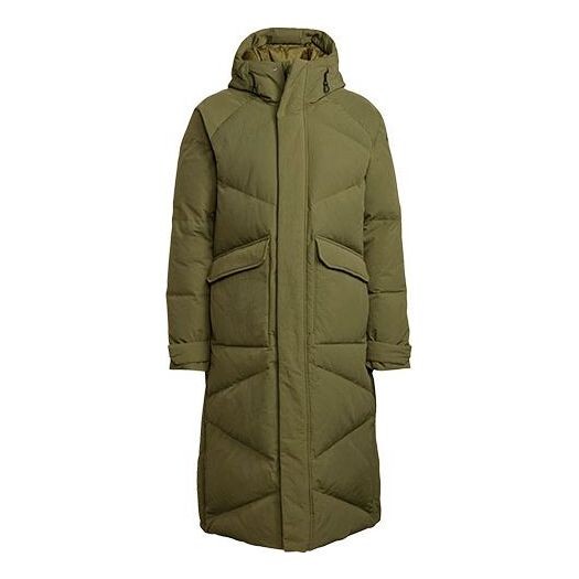 

Пуховик Men's adidas Shoulder Logo Outdoor Mid-Length Hooded With Down Feather Green Jacket, зеленый