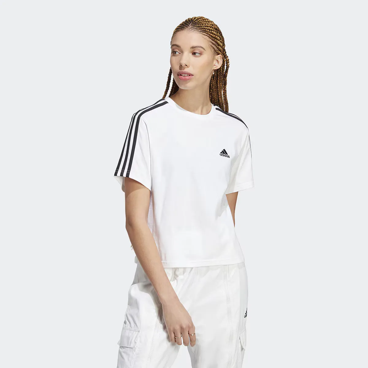 

Женская футболка Adidas Essentials с тремя полосками, белый