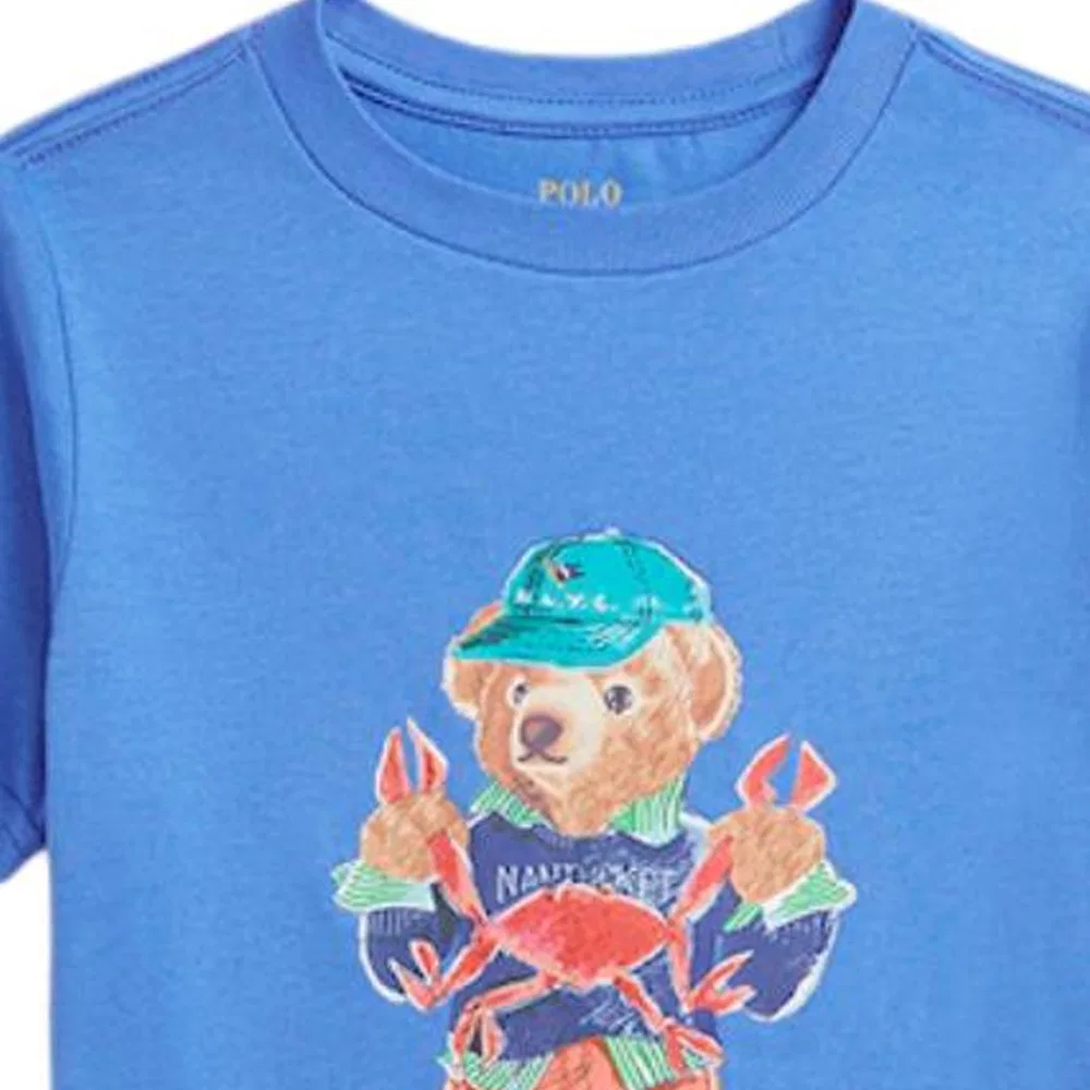 Футболка Polo Ralph Lauren синяя детская — фото 4