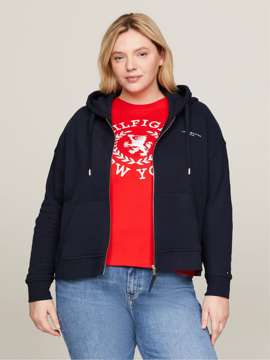 

Толстовка с капюшоном Tommy Hilfiger Curve "CRV 1985 REG MINI CORP ZP HOODIE", большие размеры, цвет Desert Sky