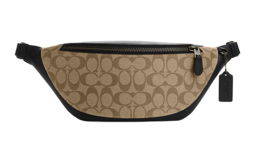 

Warren Многоцветная кожаная наплечная сумка-пояс через плечо Trumpets Мужская Хаки и Черный COACH