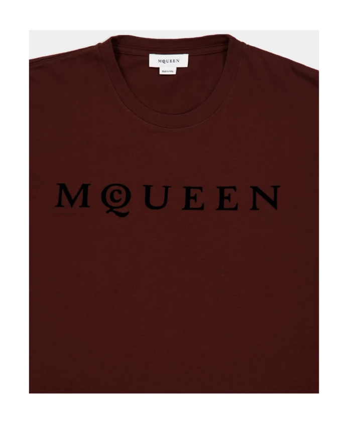 Футболка с бархатным логотипом Alexander Mcqueen, коричневый — фото 3