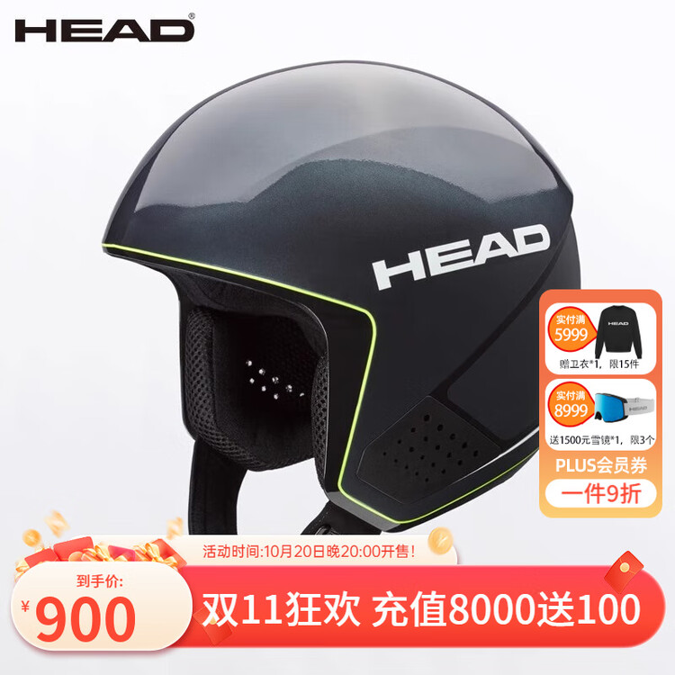 

Head Мужской и женский лыжный шлем, профессиональный защитный шлем с полной защитой лица серии competition, черный, XXL (62-63 см)