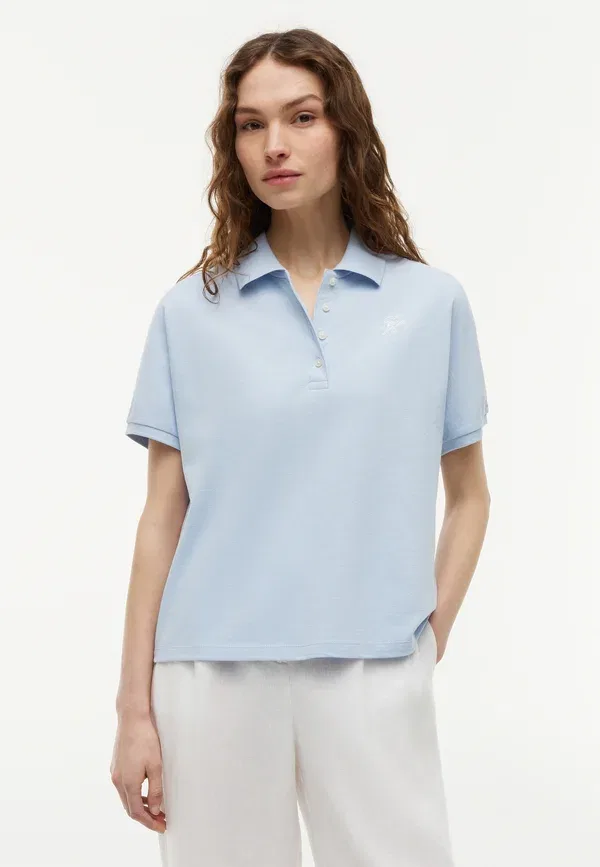 Футболка поло Tommy Hilfiger Th Script Modern Ss Polo, цвет нежно-голубой