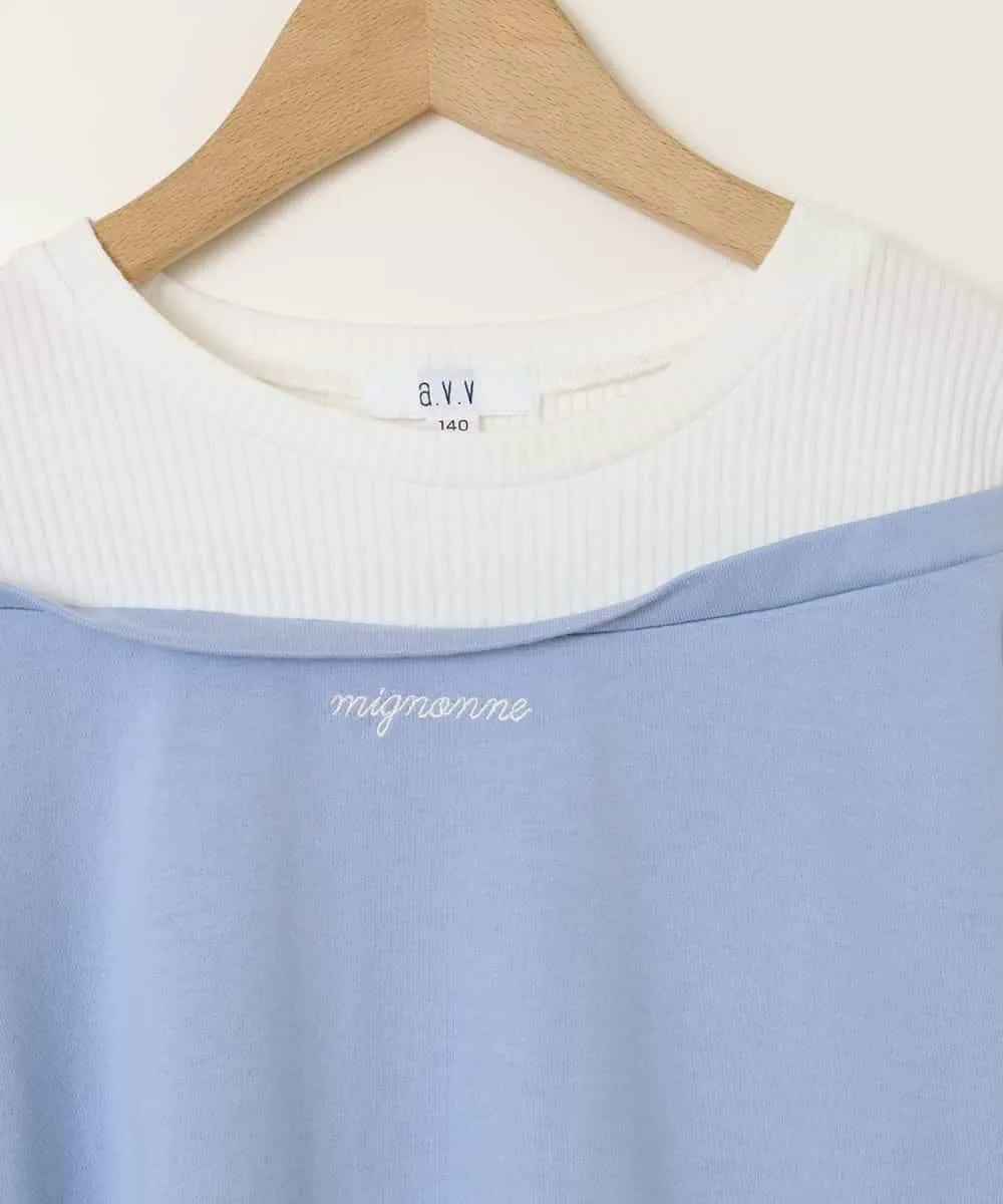 Футболка с открытыми плечами и многослойным логотипом A.V.V, Light blue — фото 4