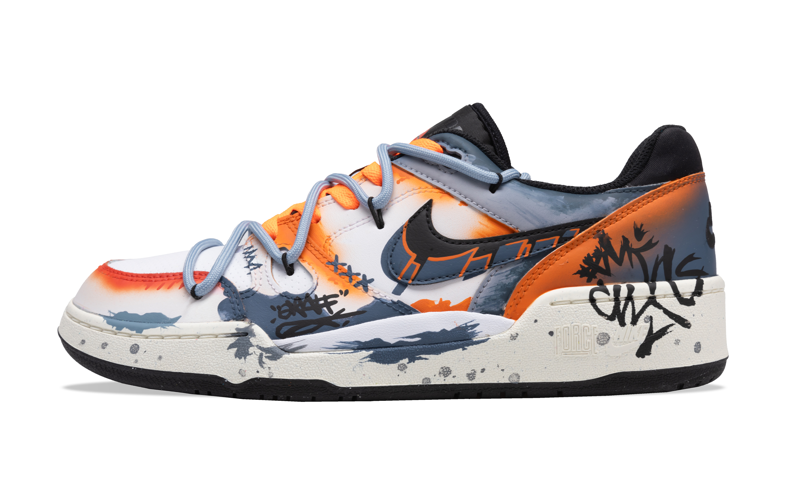 

Nike Износостойкие низкие кроссовки для скейтбординга Full Force, мужские, сине-оранжевые
