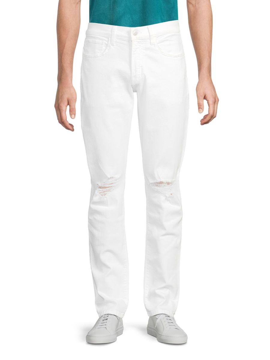 

Джинсы Blake Slim Straight с потертостями Hudson Jeans, цвет White Destroyed
