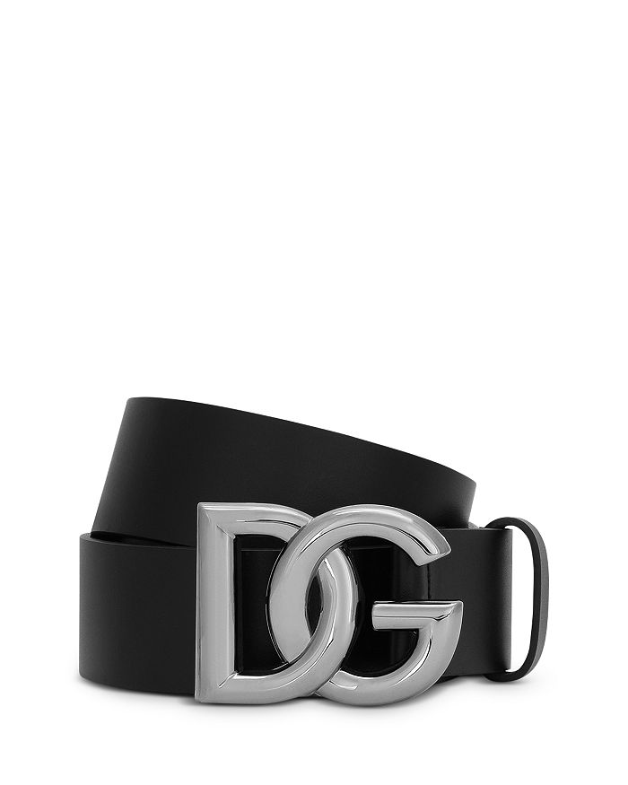 

Мужской кожаный ремень с пряжкой и логотипом DG Dolce & Gabbana, черный
