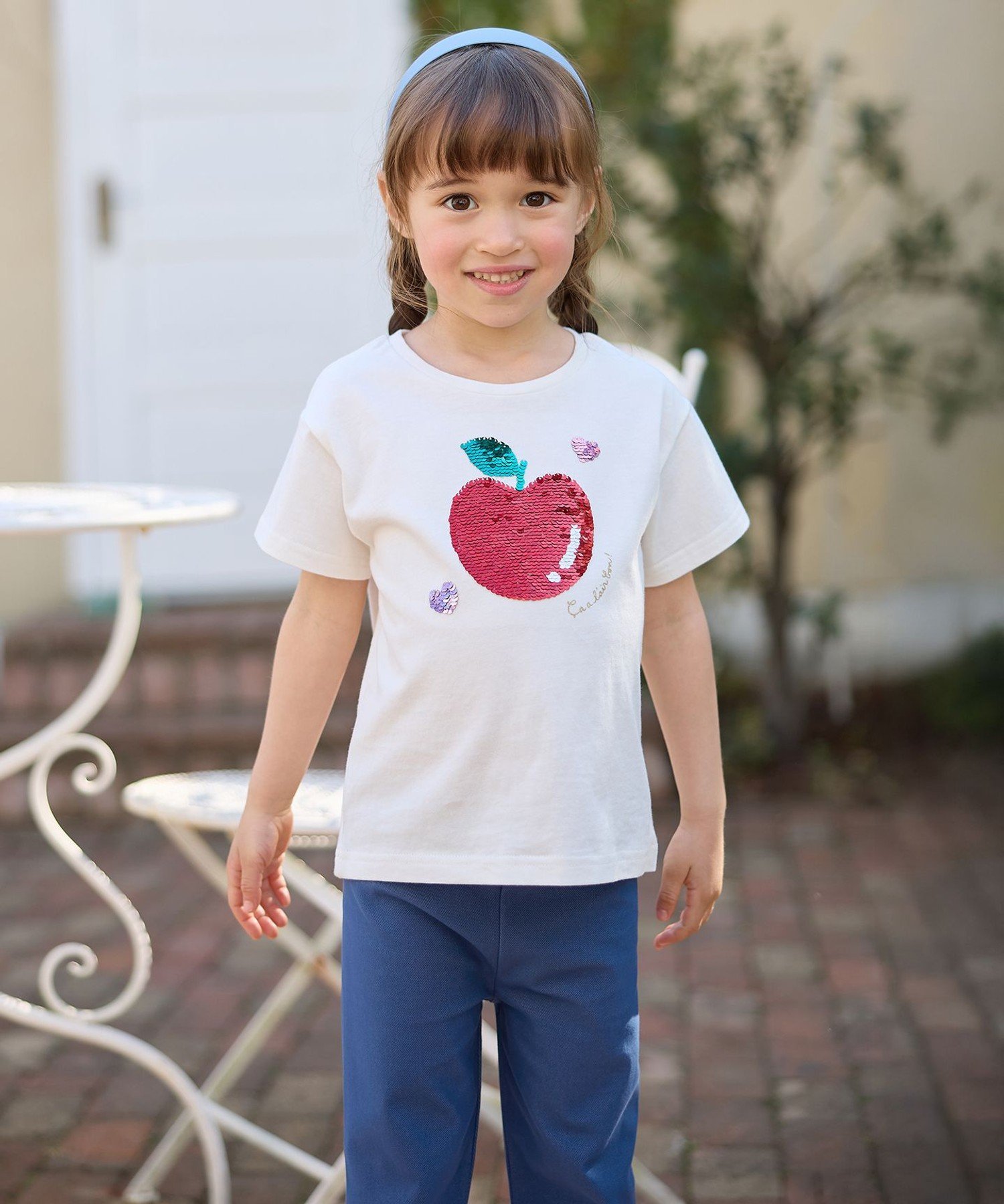 Футболка с чудесными пайетками ANY KIDS, Off-white (apple x lemon [001] — фото 3