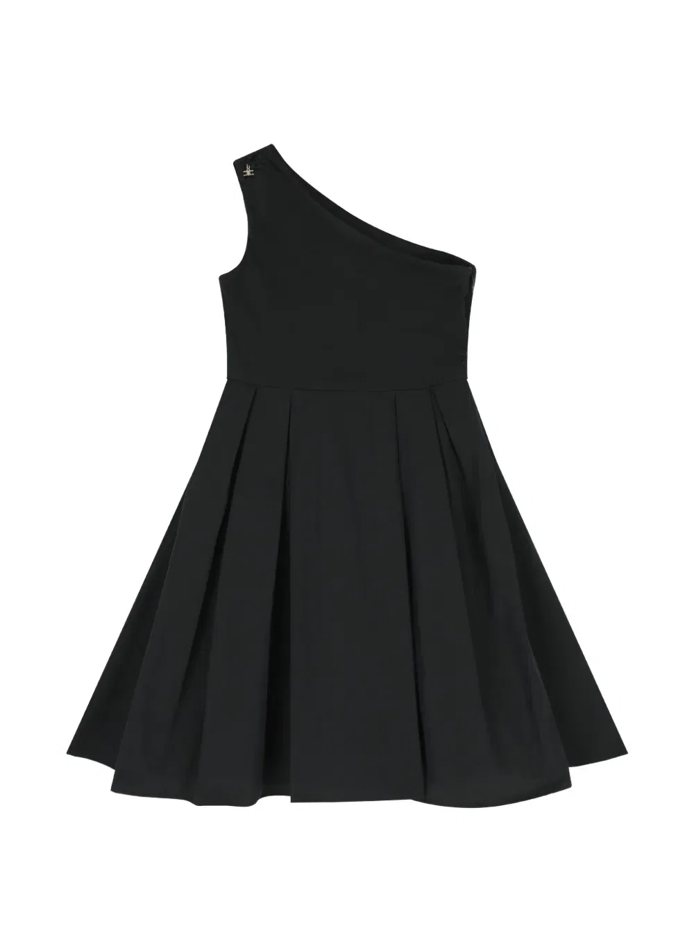 Платье с одним открытым плечом и плиссировкой Elisabetta Franchi Kids, черный