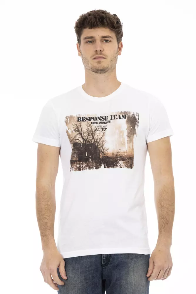 

Белая хлопковая мужская футболка Trussardi
