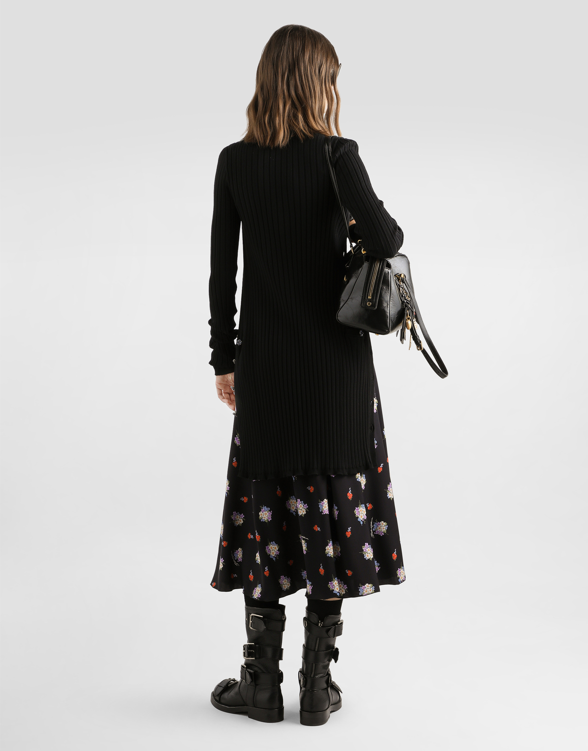 Короткое платье с мелким цветочным принтом DOLCE & GABBANA, мультиколор — фото 3