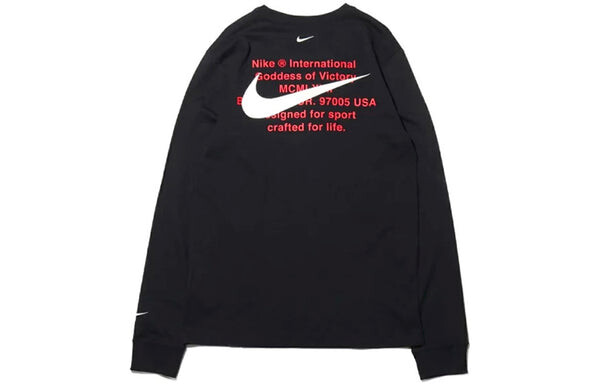 Футболка Nike Swoosh Casual Sports Double-Hook Crew-neck Long Sleeve Black, черный — фото 2