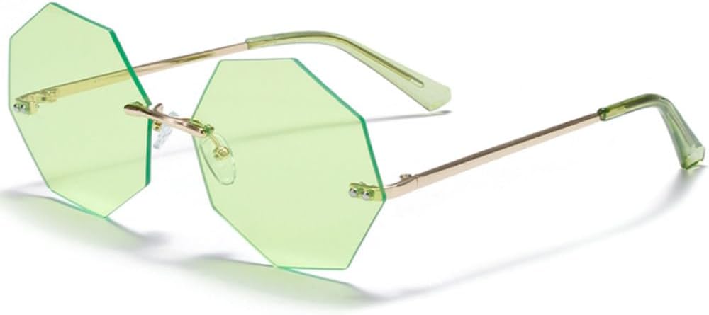 

Солнцезащитные очки Polygon без оправы для мужчин и женщин, модные ретро-очки с металлическим покрытием, защита от УФ-излучения UV400, подарки для вечеринок MTZJH, Gold G15