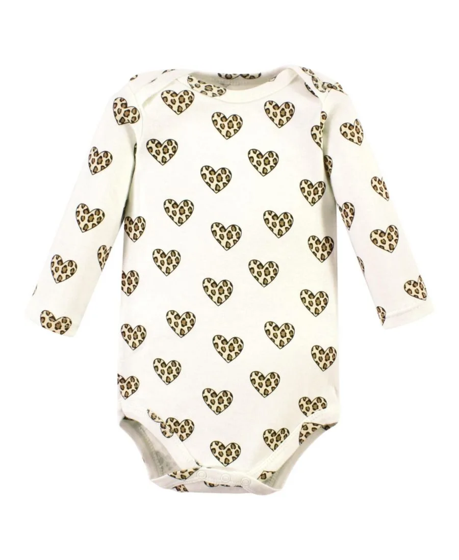 Комплект из 3 хлопковых боди с длинными рукавами Hudson Baby, леопард hearts 3 pack — фото 3