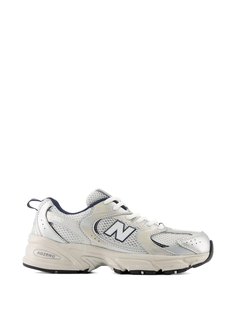 Кроссовки 530 с кружевным декором в стиле для бега New Balance Kids, серебряный — фото 2