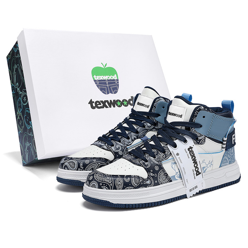 

TEXWOOD Мужские высокие кроссовки из фарфора в китайском стиле с синим и белым цветом