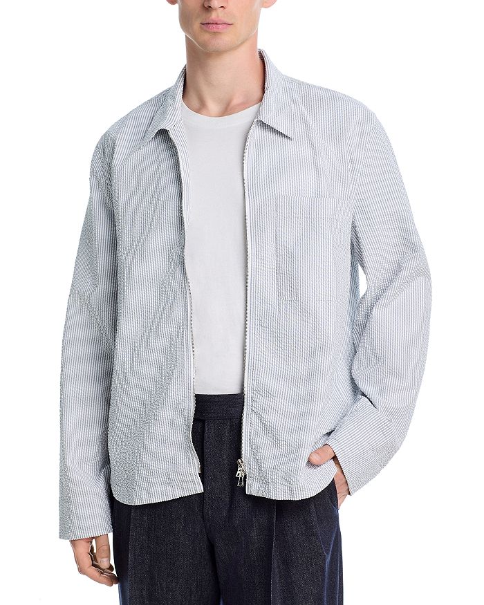 

Officine Generale Рубашка-жакет Regular Fit из ткани в полоску Officine Générale, серый