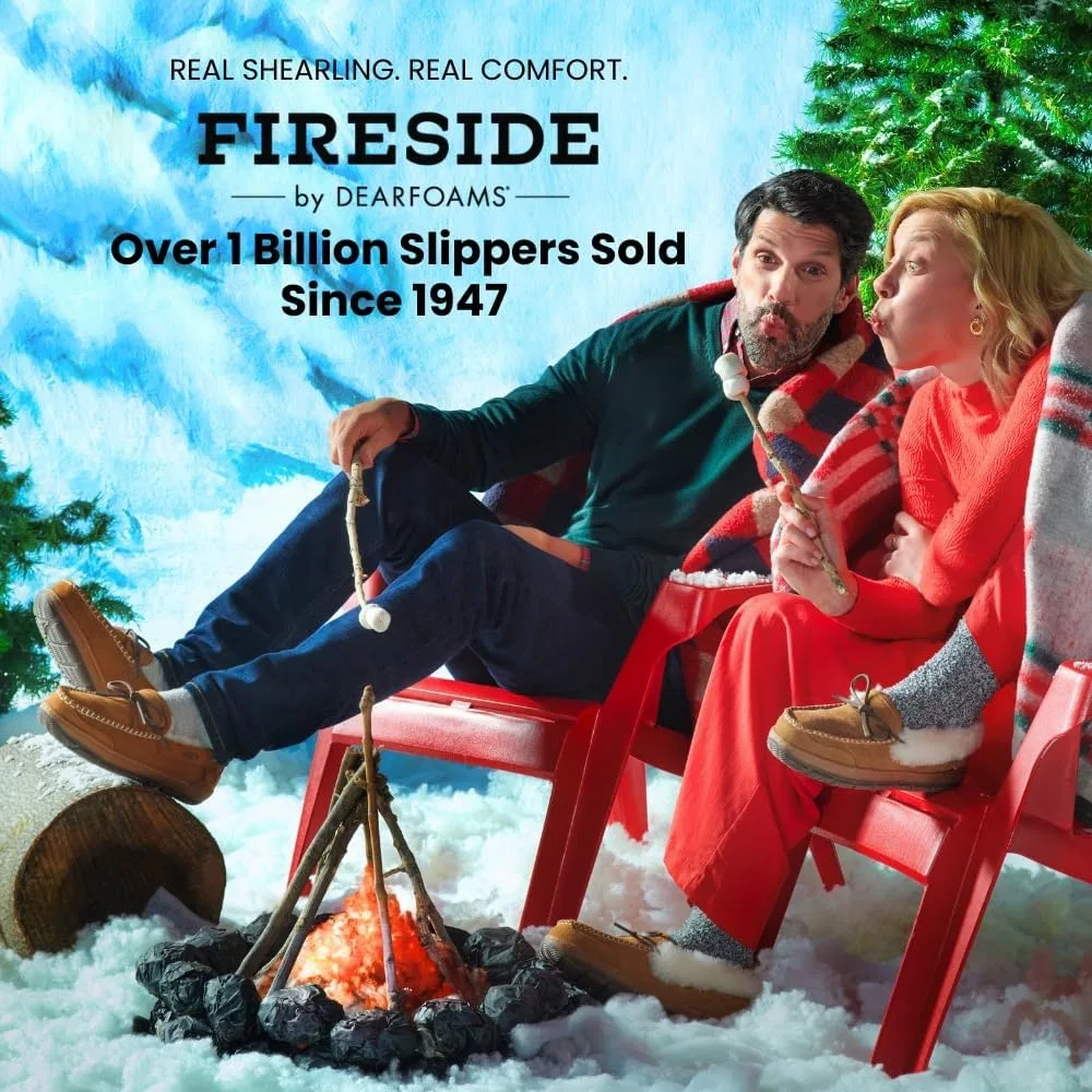 Тапочки из натуральной овчины с отстрочкой, Fireside by Dearfoams, каштановый — фото 2